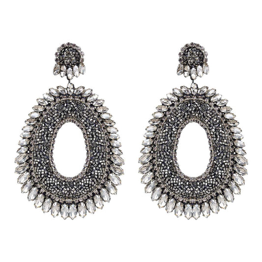 Deepa Gurnani Handmade Kiki Earrings in Gunmetal