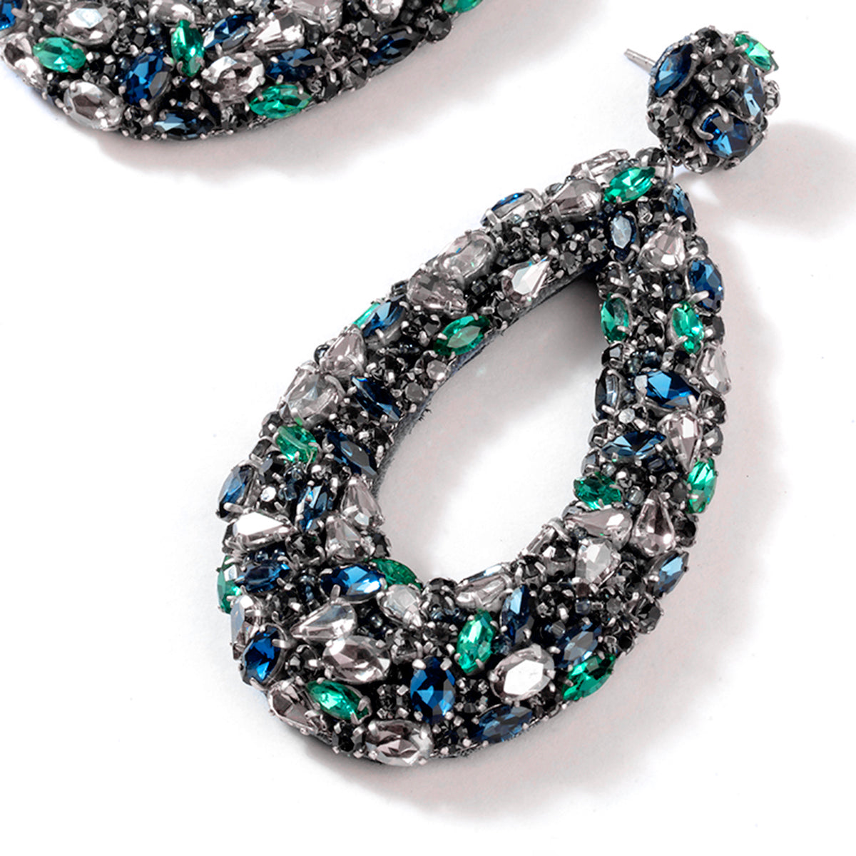 Detail Of Deepa Gurnani Handmade Karen Earrings Gunmetal Multi