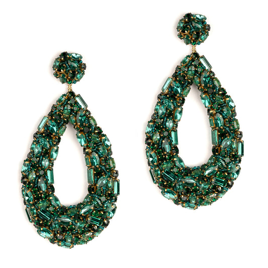 Deepa Gurnani Handmade Emerald Karen Earrings