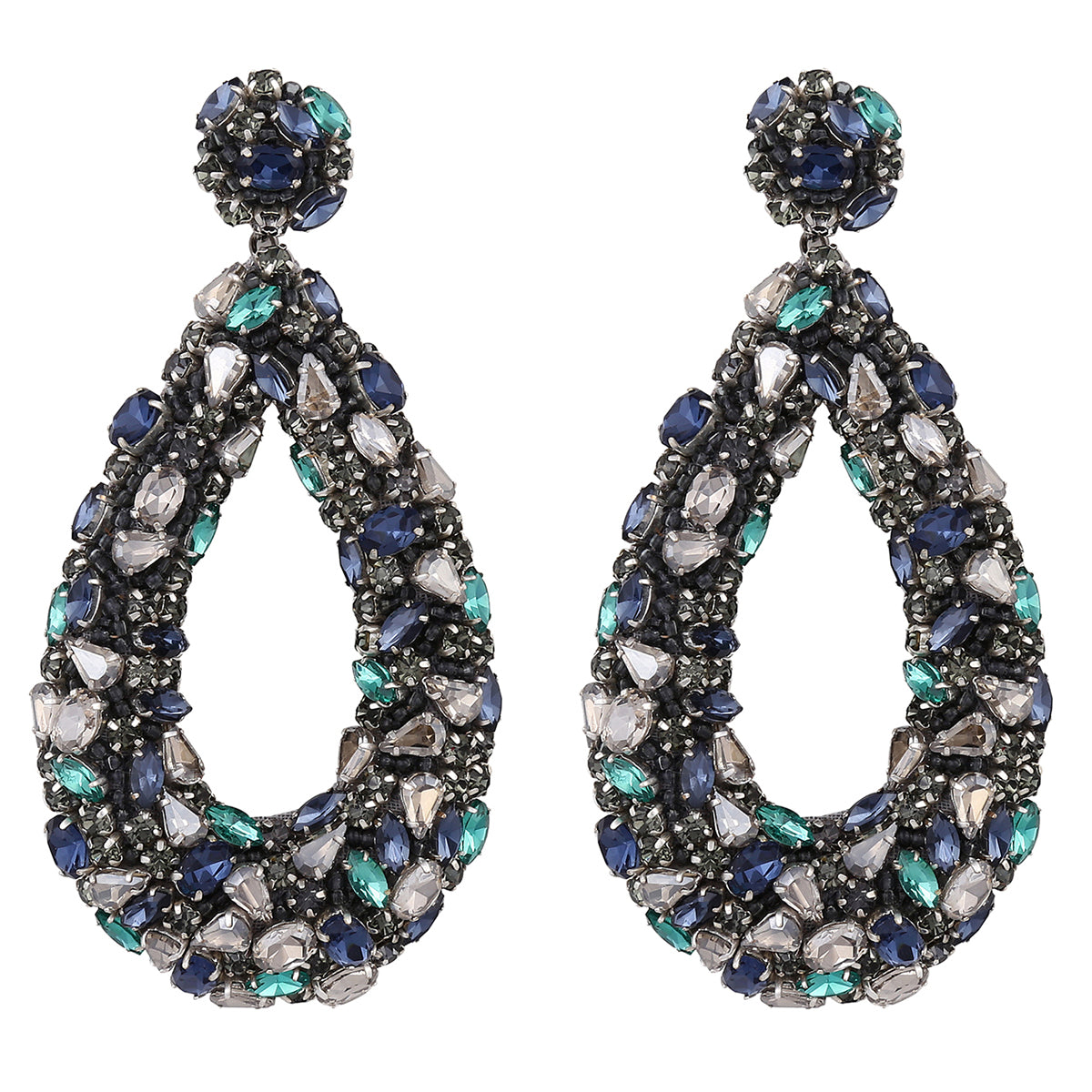 Deepa Gurnani Handmade Karen Earrings Gunmetal Multi