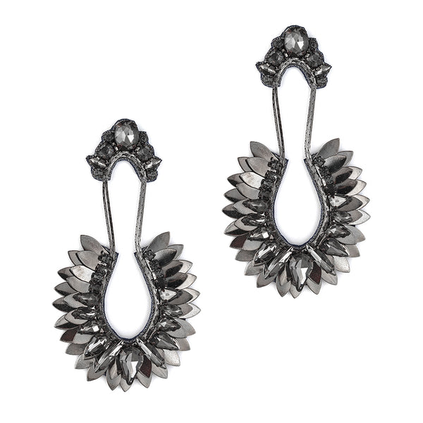 Deepa Gurnani handmade the Nior earring in Gunmetal color