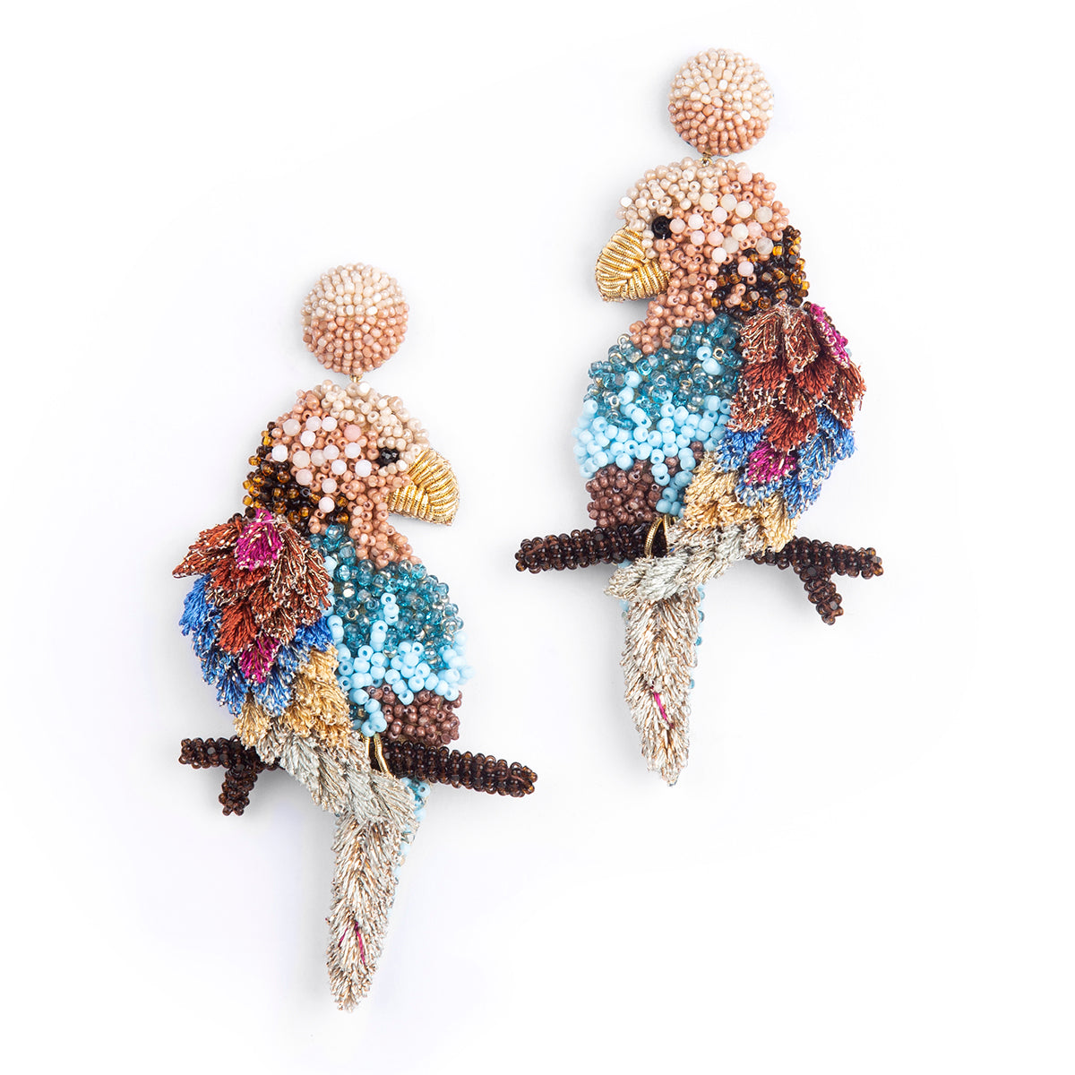 Deepa Gurnani Handcrafted Macaw Tropical Earrings In Multi Color