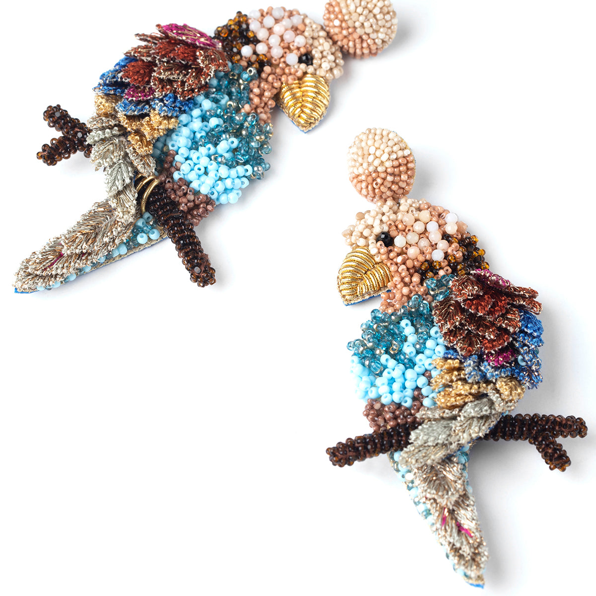 Detail Of Deepa Gurnani Handcrafted Macaw Tropical Earrings In Multi Color