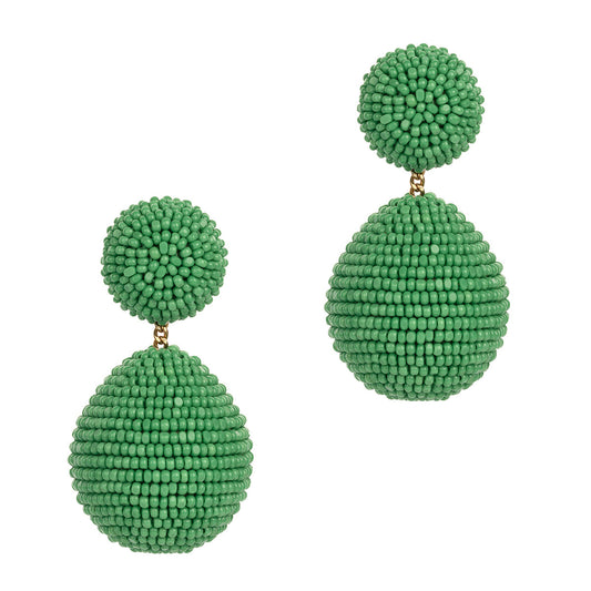 Handmade Glass sheen bead ball GreenTeslana Earrings