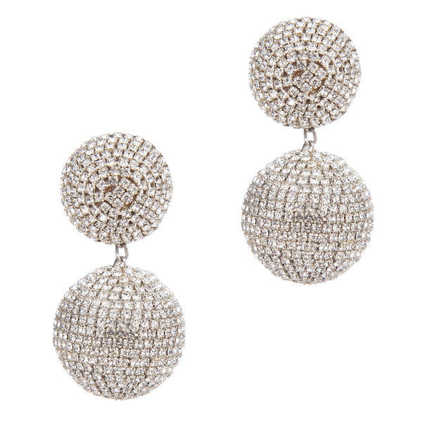 Glass chainstone beaded crystal ball silver Krystal Earrings