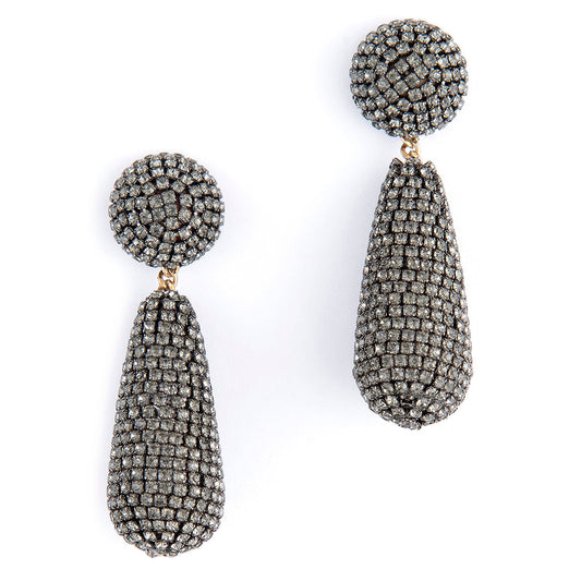 Deepa Gurnani Emely Earrings in Gunmetal colour