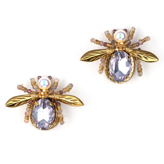 Deepa Gurnani handmade the Firefly earrings in Lavender color