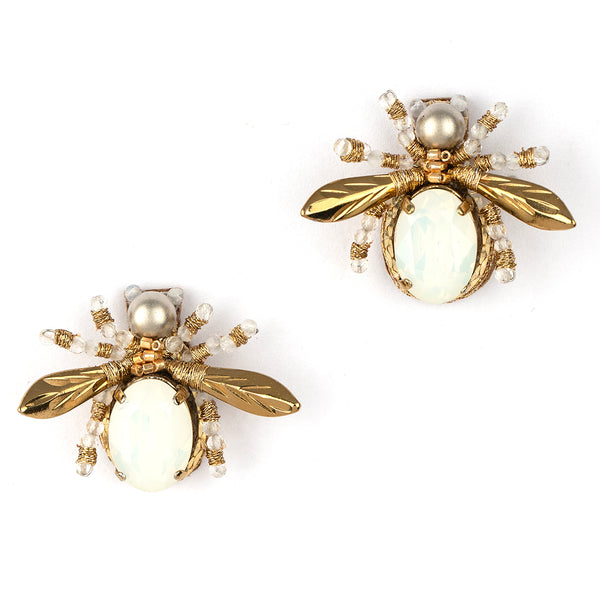 Deepa Gurnani handmade the Firefly earrings in opal color