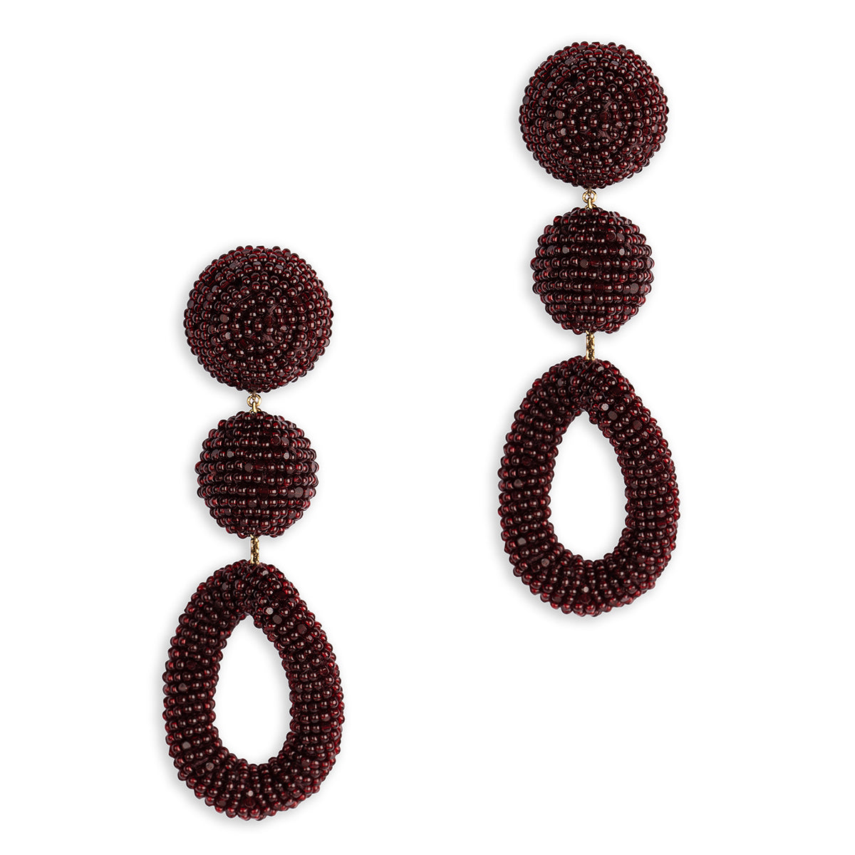 Deepa Gurnani Handmade Laylin Earrings in Maroon color