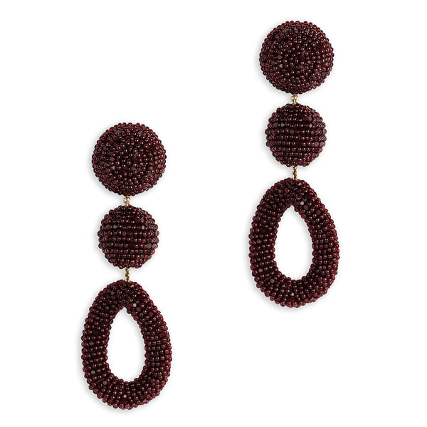 Deepa Gurnani Handmade Laylin Earrings in Maroon color