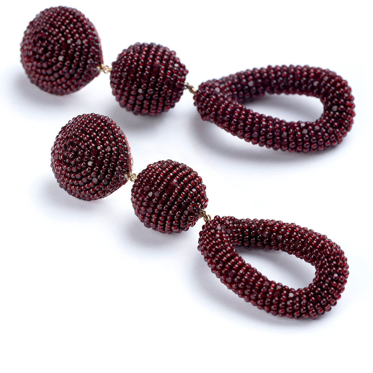 Detail Of Deepa Gurnani Handmade Laylin Earrings in Maroon color