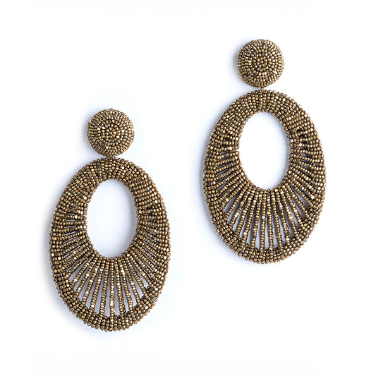 Deepa Gurnani Handmade Cypress Earrings in AntiqueGold color