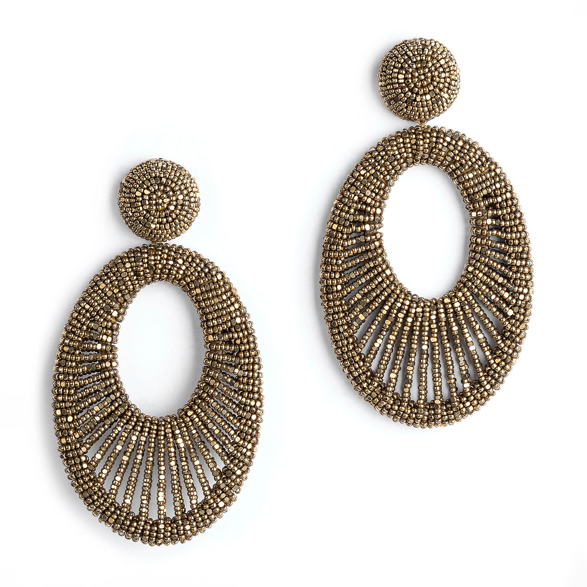 Deepa Gurnani Handmade Cypress Earrings in AntiqueGold color