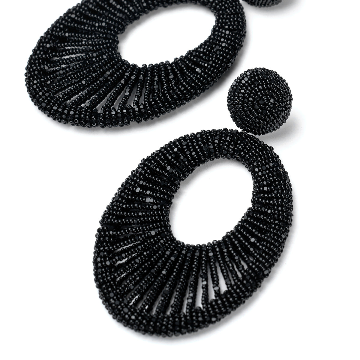 Detail of Deepa Gurnani Handmade Cypress Earrings in Black color