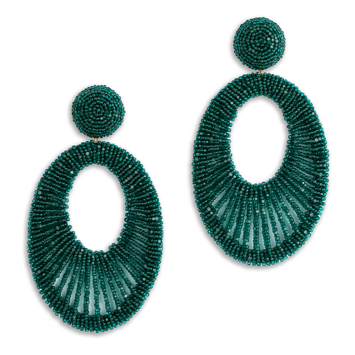 Deepa Gurnani Handmade Cypress Earrings in Emerald color