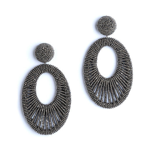 Deepa Gurnani Handmade Cypress Earrings in Gunmetal color