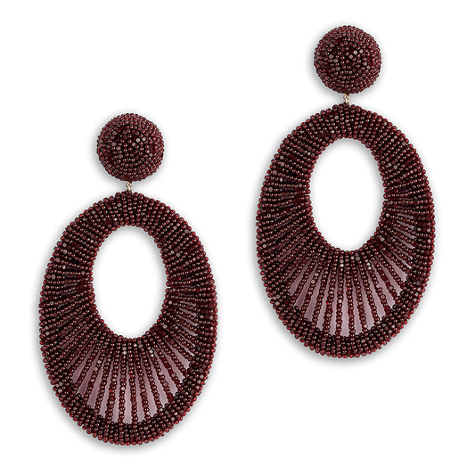 Deepa Gurnani handmade the Cypress earring in Maroon color