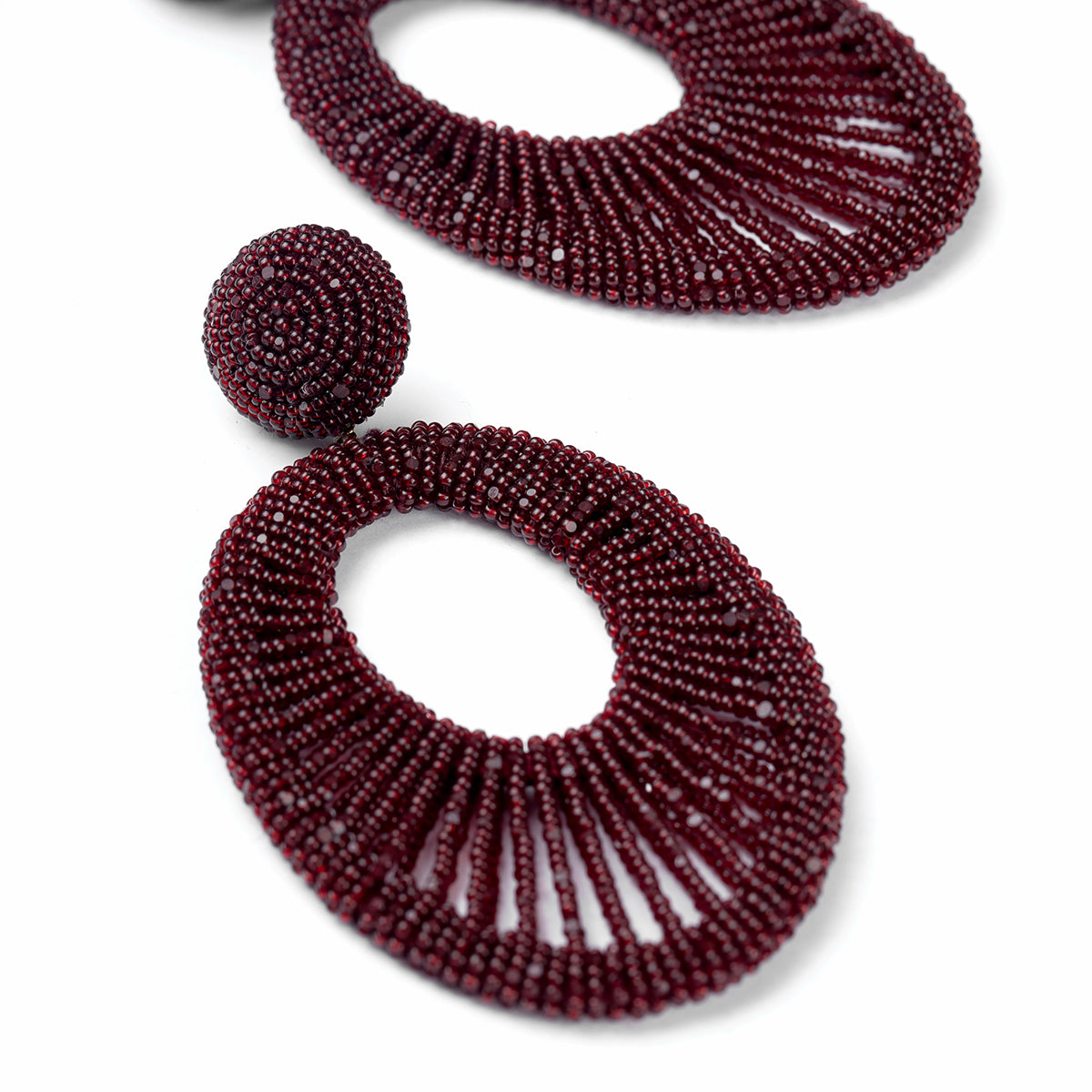 Detail Of Deepa Gurnani handmade the Cypress earring in Maroon color