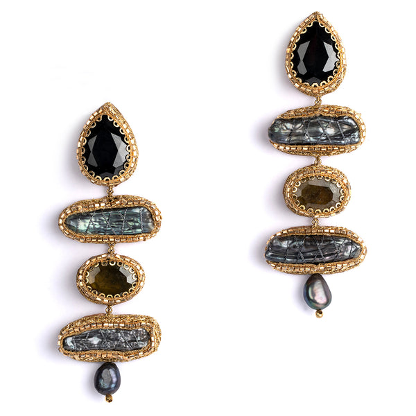 Deepa Gurnani Handmade Nadira Earrings in Black color