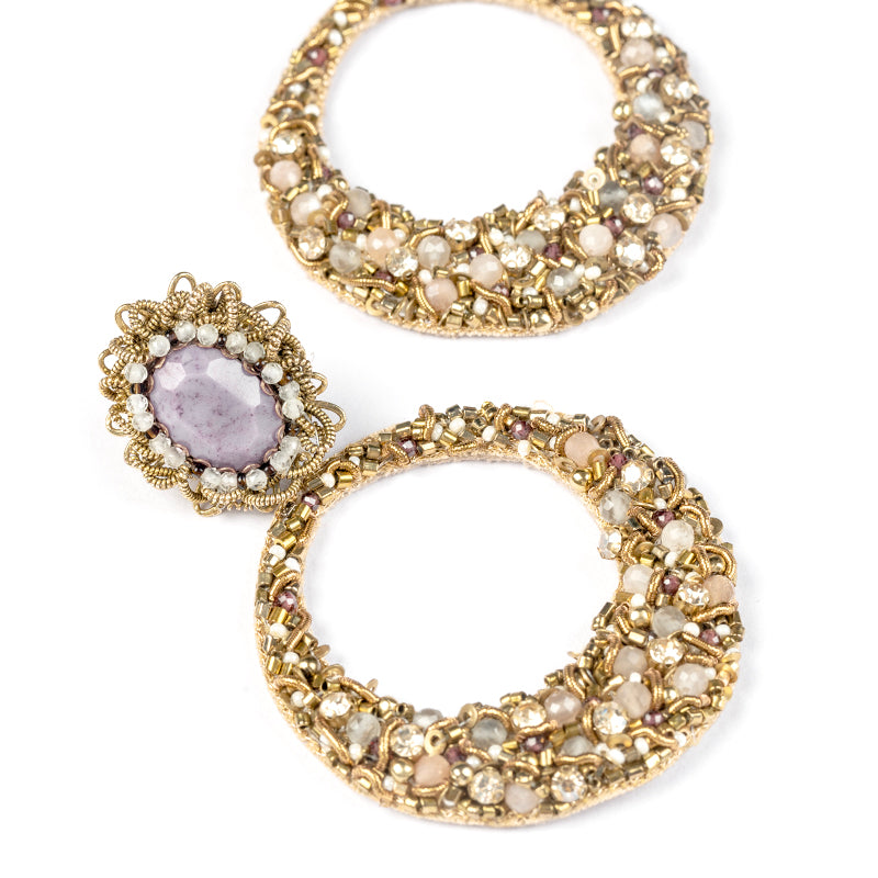 Detail Of Handmade Deepa Gurnani Isidore Earrings in Lavender color