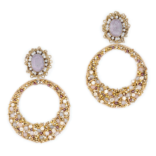 Handmade Deepa Gurnani Isidore Earrings in Lavender color