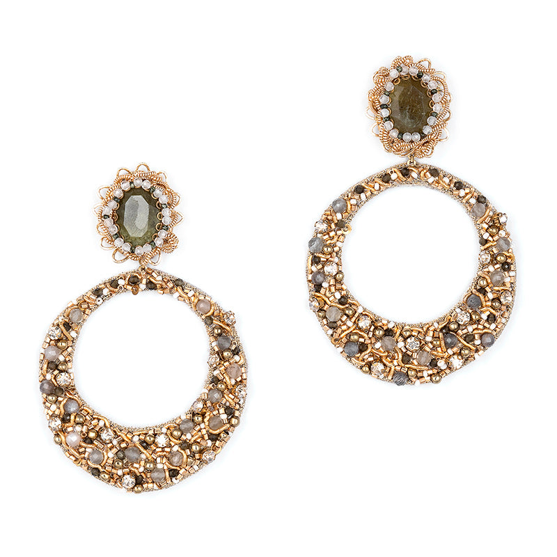 Handmade Deepa Gurnani Isidore Earrings in Olive color