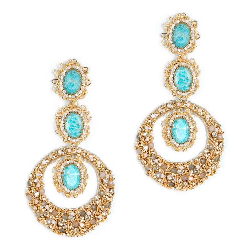 Handmade Deepa Gurnani Isabella Earrings in Turquoise color