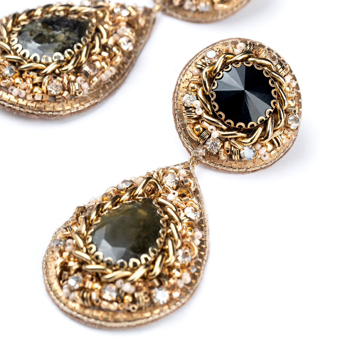 Detail of Deepa Gurnani Kendal Earrings in Black color