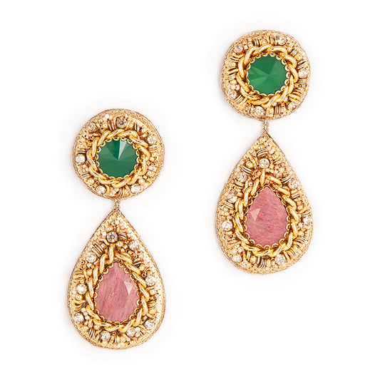 Deepa Gurnani Handmade Kendal Earrings in Emerald color