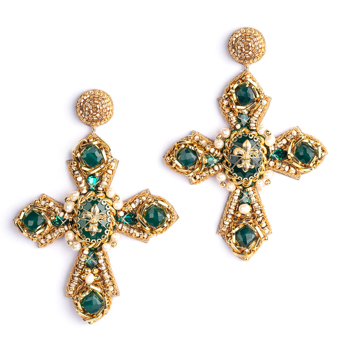 Deepa Gurnani Teresa Earrings in Emerald color