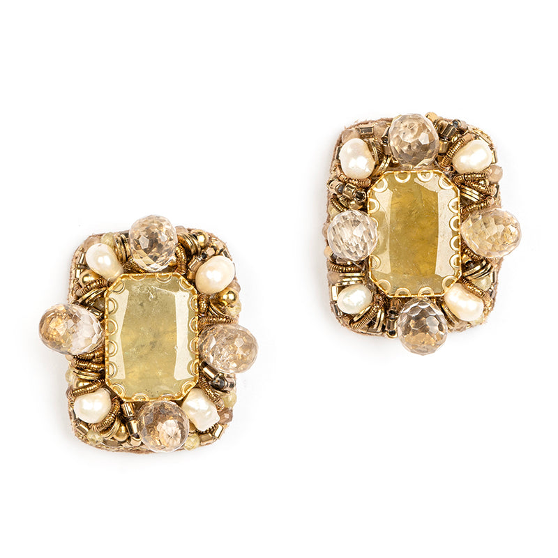 Handmade Deepa Gurnani Moora Earrings in Olive color