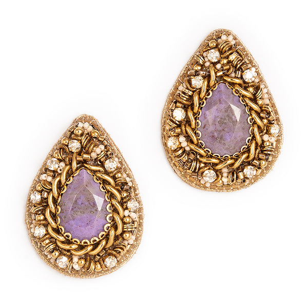 Handmade Deepa Gurnani Oriana Earrings in Lavender color