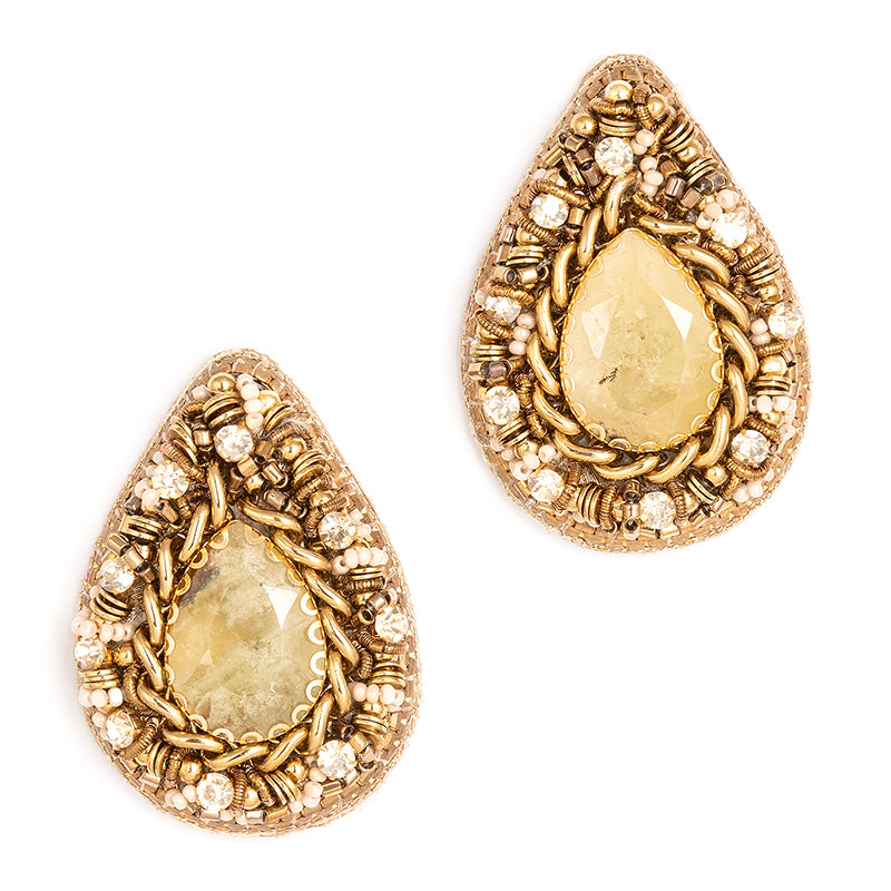 Handmade Deepa Gurnani Oriana Earrings in Olive color