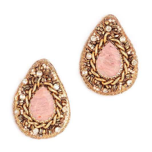 Deepa Gurnani handmade the Oriana earrings in Dusty Pink color