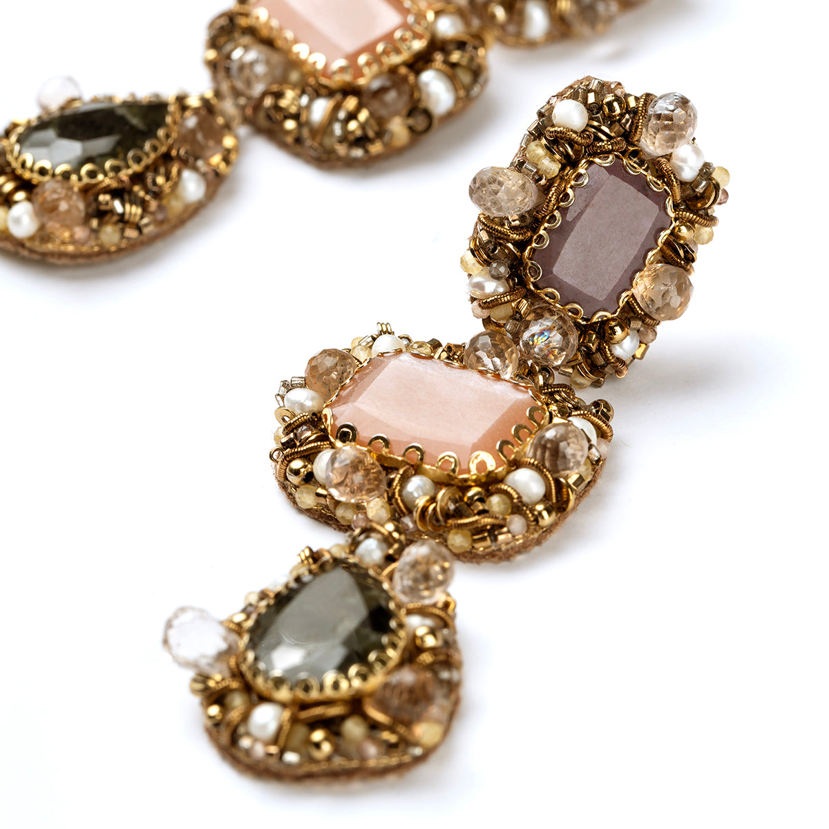 Detail of Deepa Gurnani Sibylla Earrings in Levender color