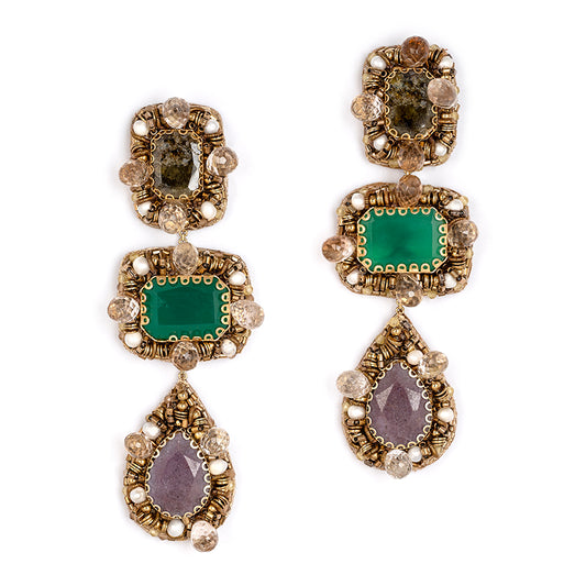 Deepa Gurnani Handmade Sibylla Earrings in Olive color