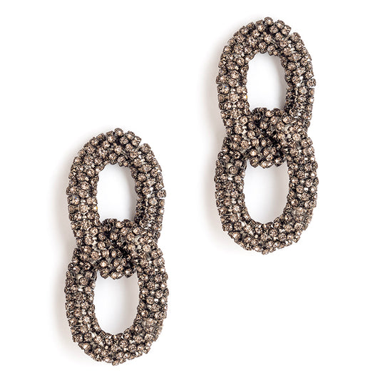 Deepa Gurnani handmade the Loulux earring in Gunmetal color