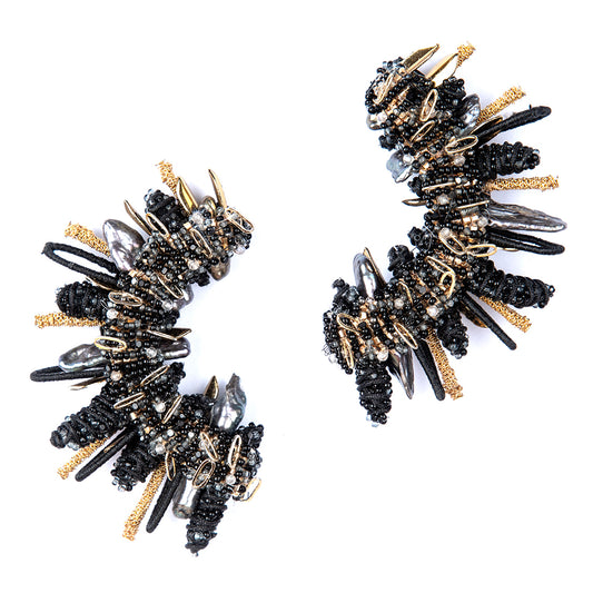 Deepa Gurnani handmade the Ethelia earrings in black color