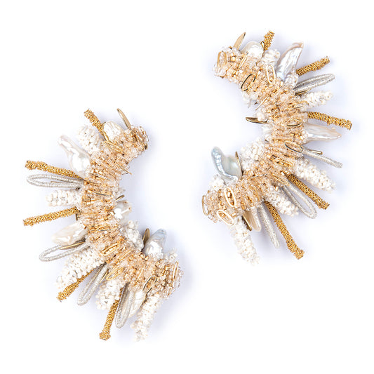 Deepa Gurnani handmade the Ethelia earrings in ivory color