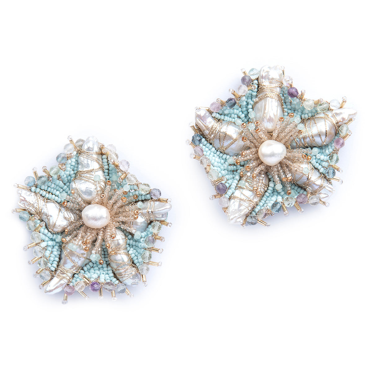 Deepa Gurnani handmade the Andrena earring in baby blue color