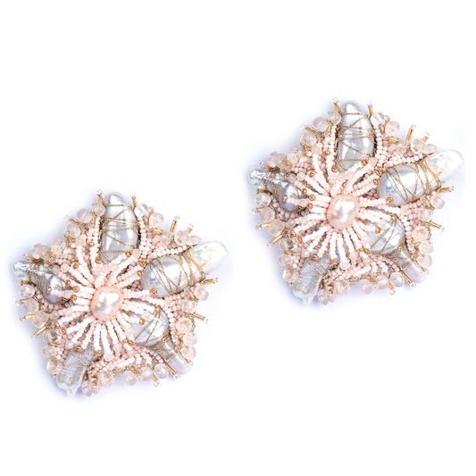 Deepa Gurnani handmade the Andrena earring in baby pink color