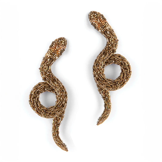 Deepa Gurnani handmade the Boa earrings in gold color