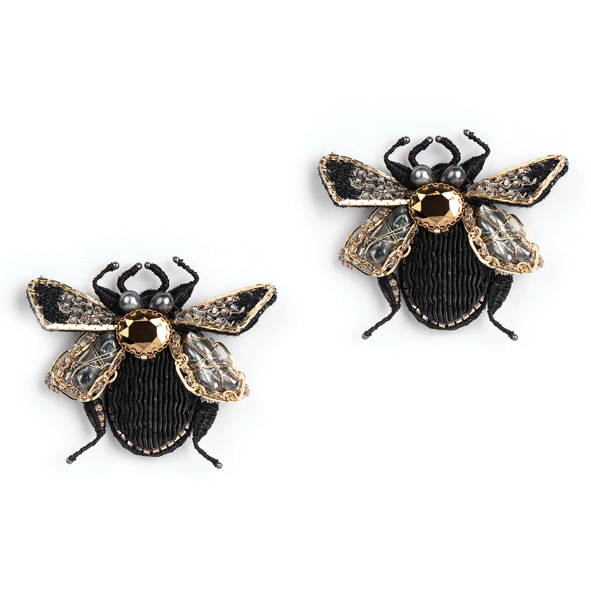 Deepa Gurnani handmade the Scarab earring in black color