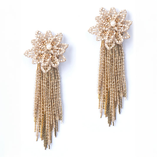 Deepa Gurnani handmade the Anneli earring in ivory color