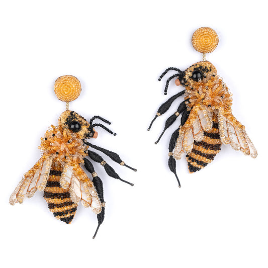 Deepa Gurnani handmade the Honeybee earrings in yellow color