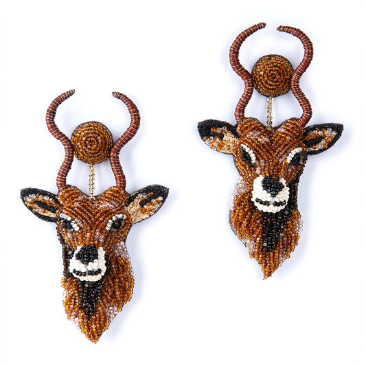 Deepa Gurnani handmade the Antelope earrings in Brown color