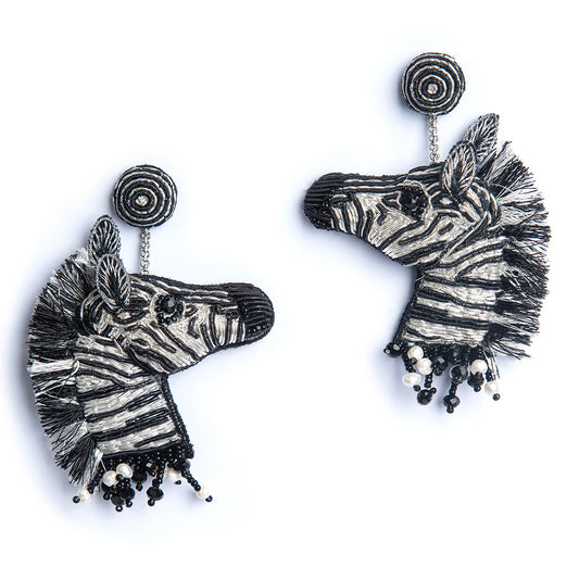 Deepa Gurnani handmade the Zebra earrings in Black color