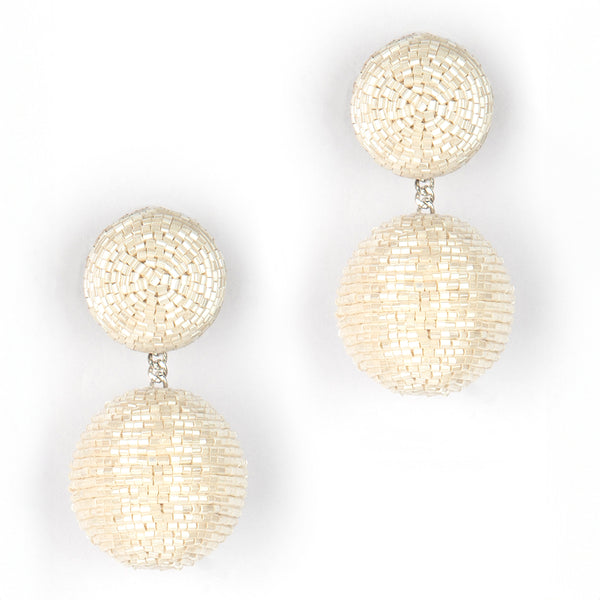 Deepa Gurnani handmade the Nica earrings in ivory color