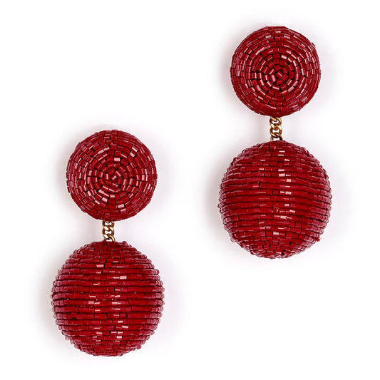 Deepa Gurnani handmade the Nica earring in Maroon color