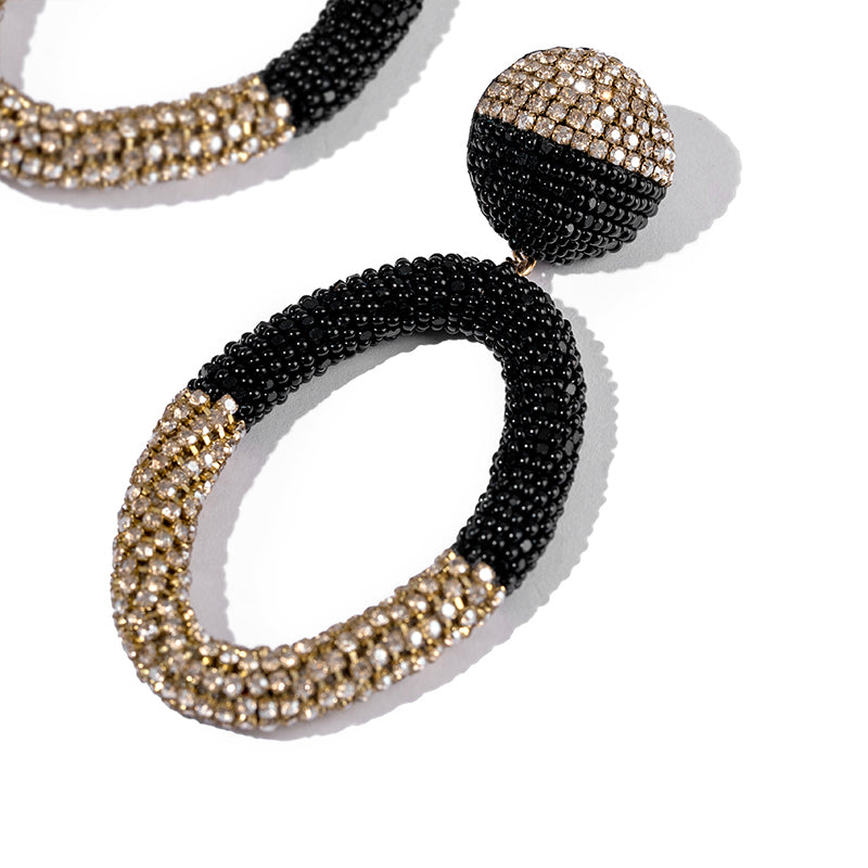 Detail of Deepa Gurnani handmade Lorette Earrings in Black color